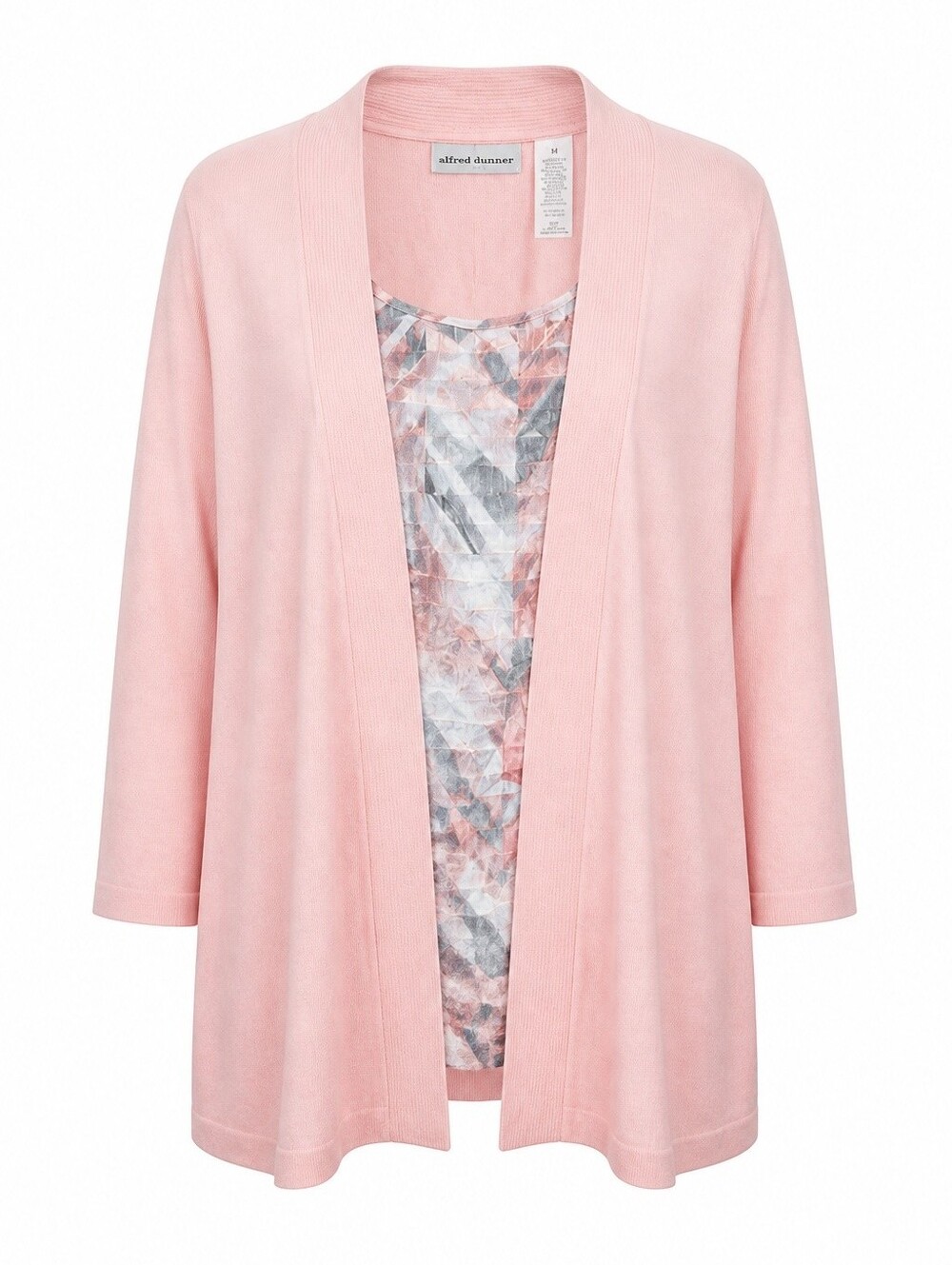 Alfred Dunner Light Pink Open-Front Women's Cardigan With Attached Shirt
